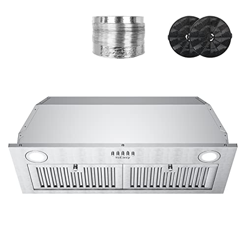  IsEasy Range Hood 30 Inch Under Cabinet, Kitchen Stove Vent Hood,  Ducted Convertible Ductless Range Hood with 3-Speed Exhaust Fan, Stainless  Steel, Reusable Filters, LED Light and Carbon Filter : Appliances