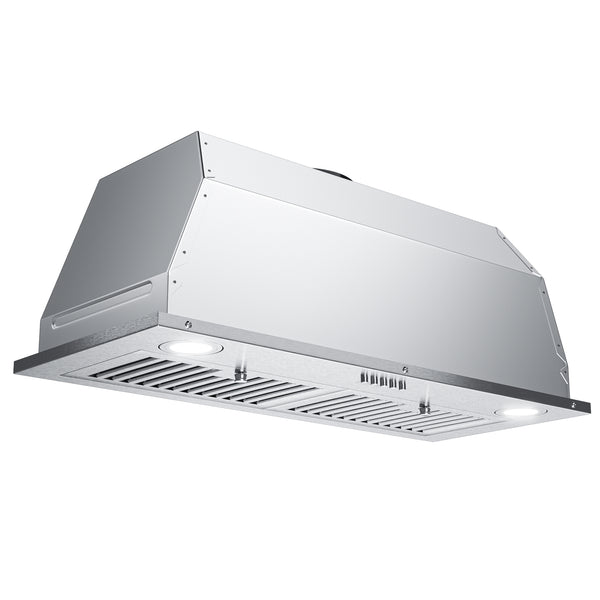 IsEasy 30" Range Hood Insert, 600 CFM, Built-in, Convertible Ducted/Ductless, Stainless Steel, Charcoal Filters & Vent Hose