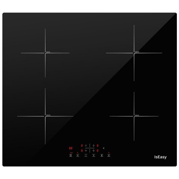 IsEasy 4-Zone Built-in Induction Cooktop, 24", 6800W, Boost Function, 9 Power Levels, 1-99 Min Timer